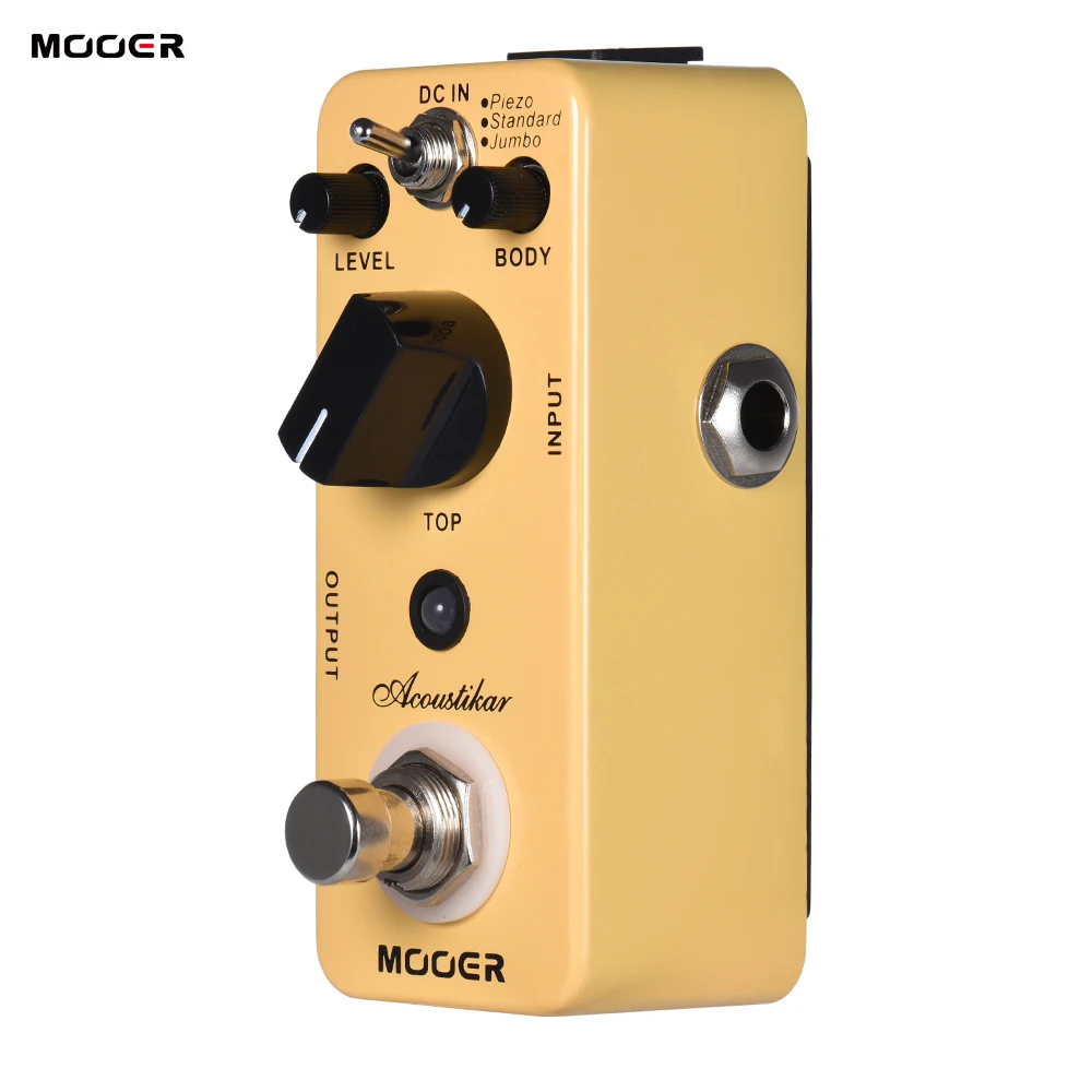 Guitar Mooer Acoustikar Guitar Pedal Simulator Acoustic Guitar Effect Pedal True Bypass med 3 lägen Piezo/Standard/Jumbo