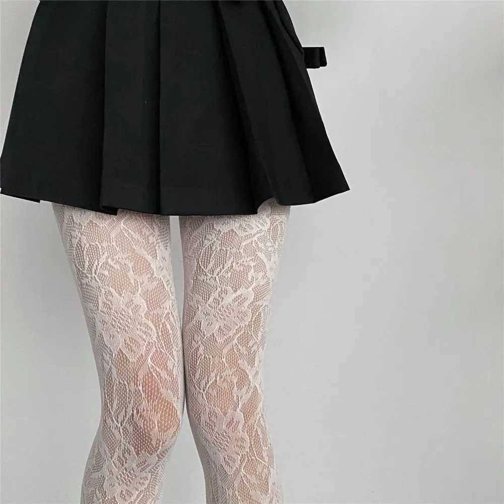 CNGJ Chaussettes sexy de mode broderie de fleur de fleur en creux de pantyhose sexy