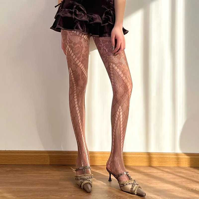 C8VD Sexiga Socks Fishnet Tights Strumpor Sexig Jacquard Floral Leggings Pantyhose Gothic Summer Hollow Mesh Spets Tights For Women Girls Hosiery 240416