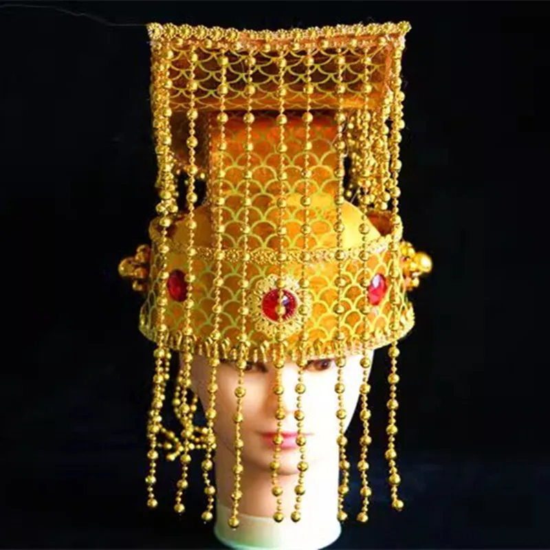 Hat d'empereur chinois d'or pour adultes Tang Han Dynastie vintage l'empereur de jade de Chine Hats King Cosplay