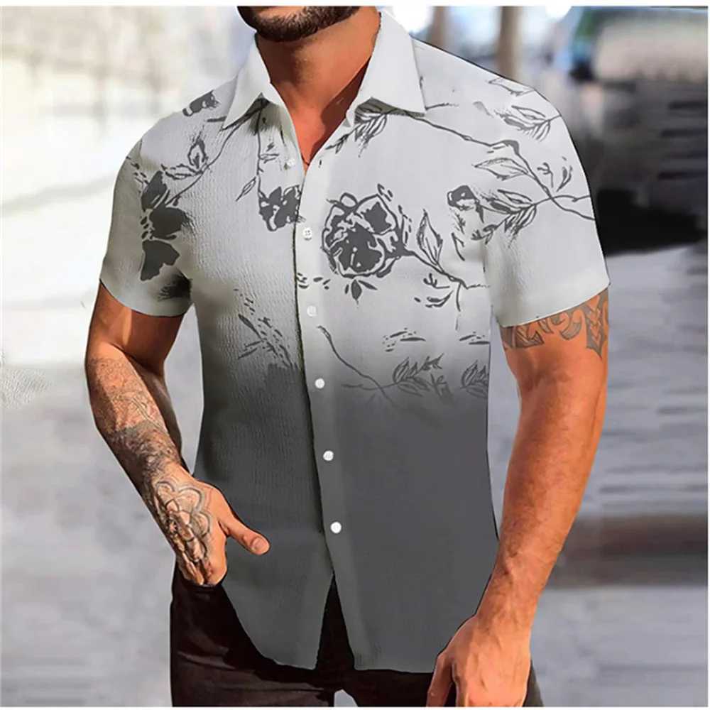 Camisas casuais masculinas 2024 Camisa nova masculina Havaiana de mangas curtas de manga curta Cole