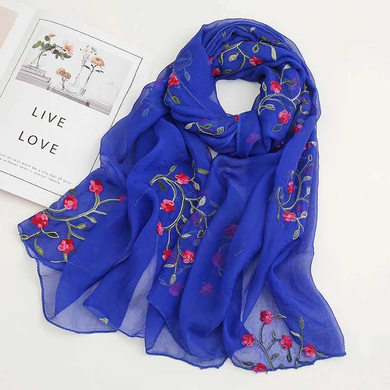 Sjalar lavendel vanligt blommor halsduk kvinnor broderat siden sjal inslaget på våren/sommaren halsduk kvinnor bandana strand muslim slöja 1 styck2404