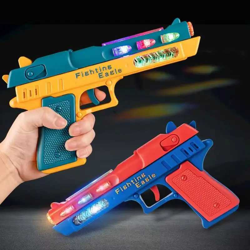 Brinquedos de armas iluminar o efeito sonoro giro de brinquedo led led sem disparar ak47 pistol submachine gun papela de papel de reprodução infantil presente de aniversário 240416