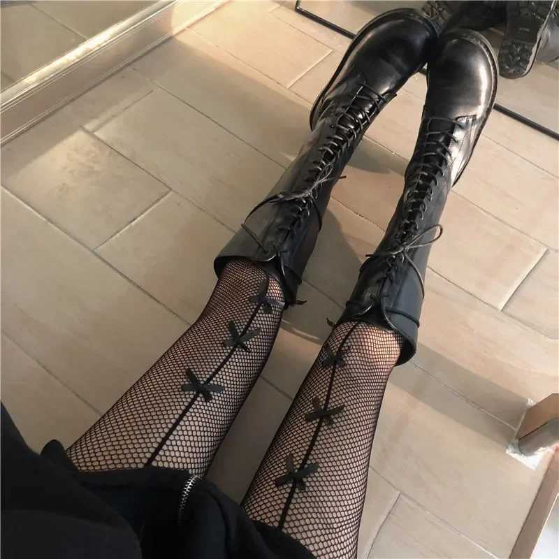 D4Z1 Chaussettes sexy Lolita Bow Knot Bashnets Femmes Femmes Spicy Girl Blanc Blanc Sexy Sexe INS TIDE COLLES COLLES PANTYHOSE Gothic Hollow Out Collons 240416