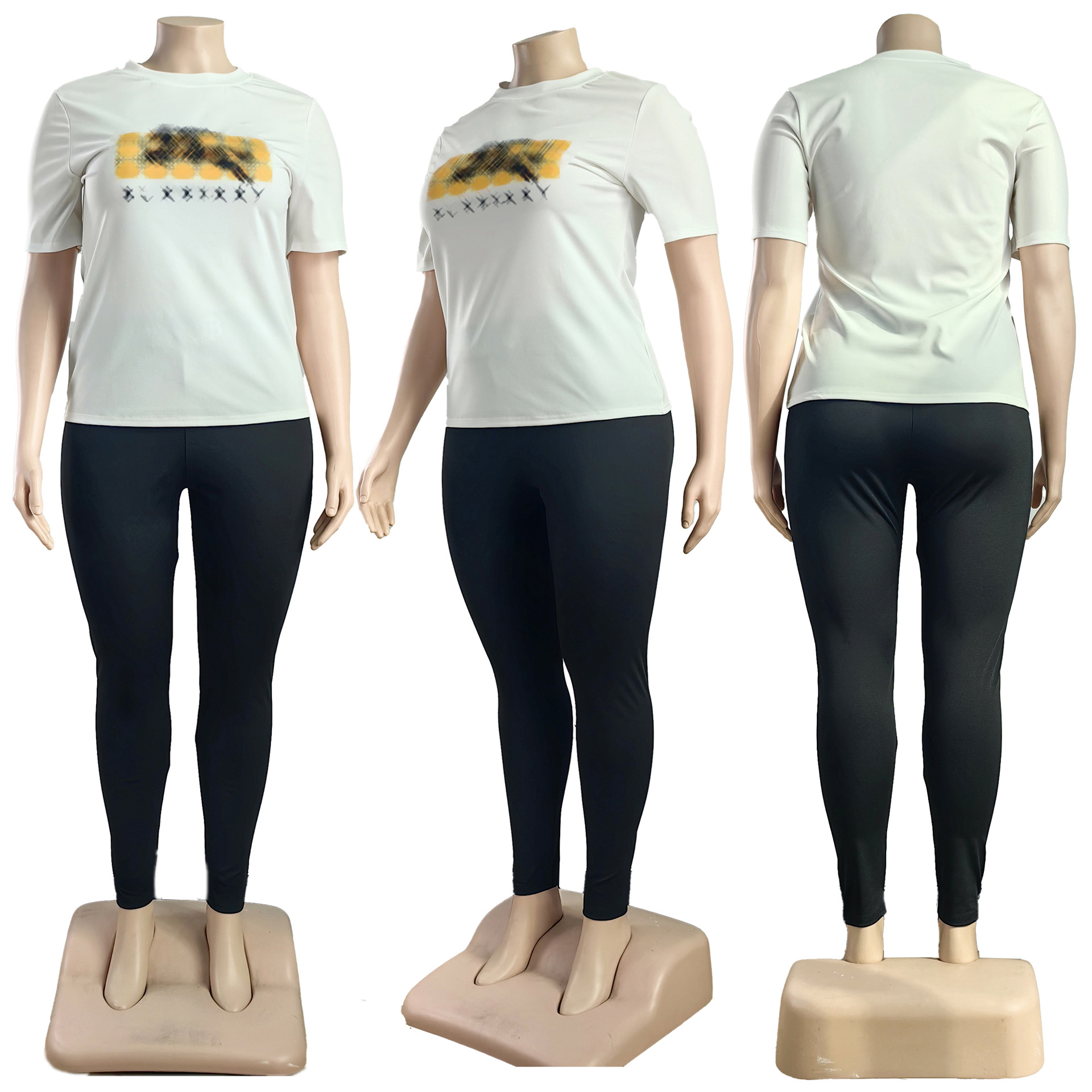 نساء المسارات بدلة الركض قمصان طباعة قمصان سراويل 2 قطعة مجموعة من سيدة ملابس قصيرة الأكمام التعرق الرياضي بدلات الجري غير الرسمية بالإضافة إلى الحجم L-4XL