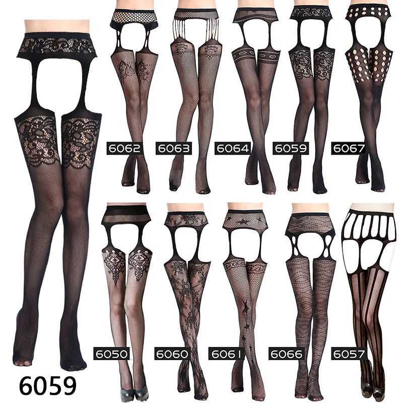 Calzini sexy calze in pizzo nero Donne donne sexy a strisce elastiche calze a base di pesce nera calza coscia la coscia ricamo pantyhose 240416