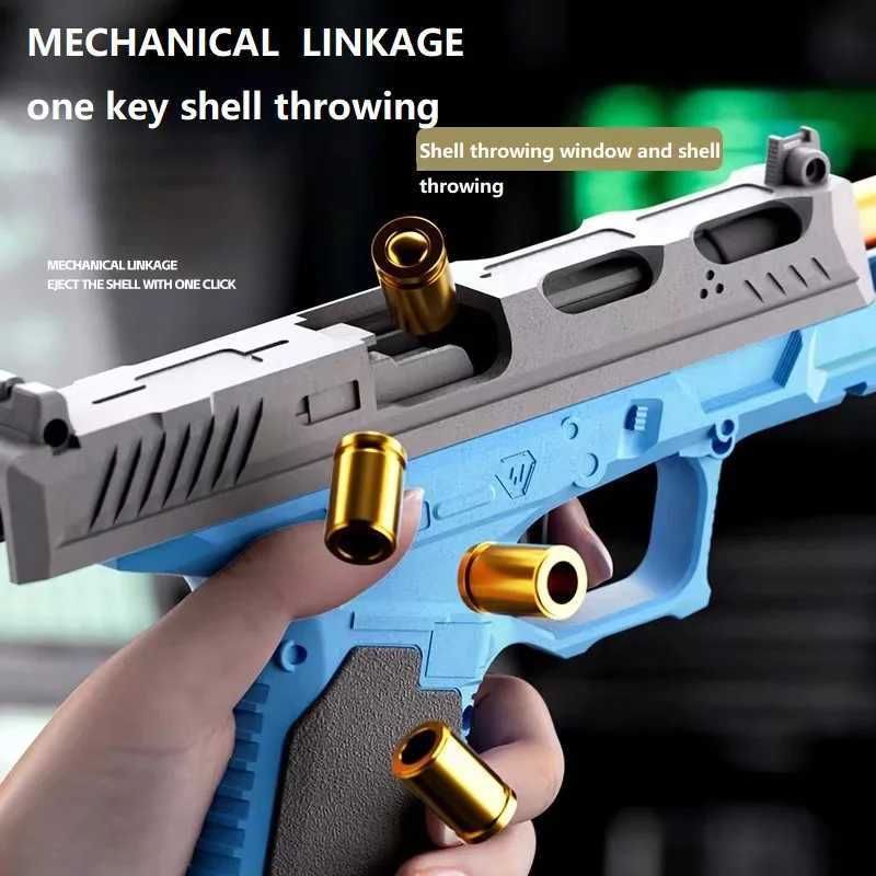 Gun Toys G17 Pistol Can Repeated Shot Ejection Soft Bullet Gun Mechanical Repeating Childrens Toy Pistol Gift 240416