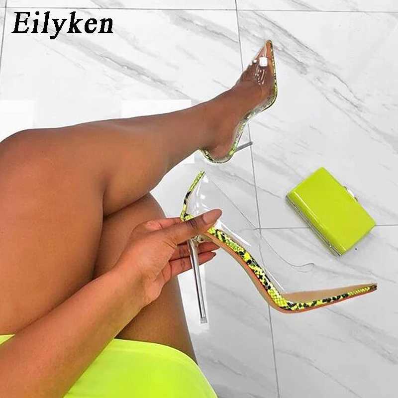 Sandaler Eilyeken Street Style PVC Transparent Womens Pump Perspex Transparent High Heels Pointed Toe Nightclub Party Sandaler J240416