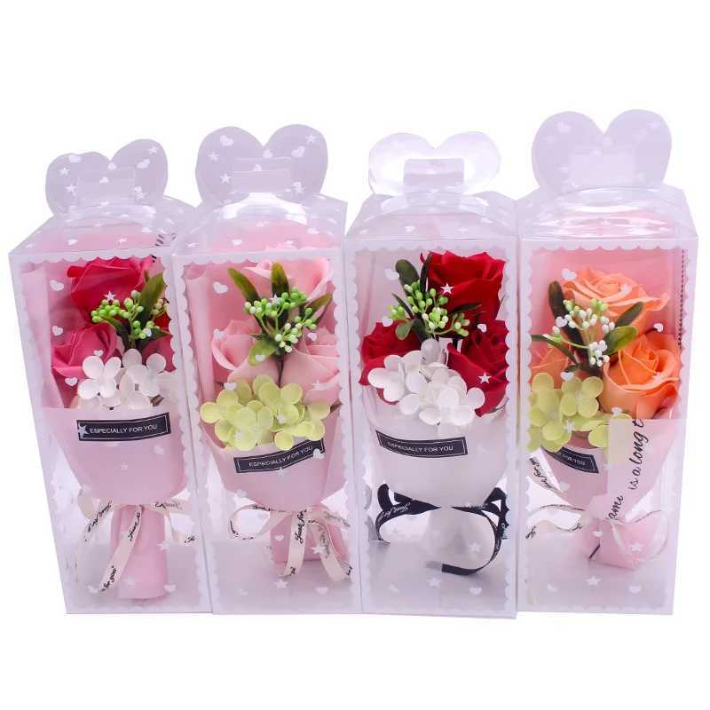 الصابون المصنوع يدويًا /box soap flower alternal rose valentines day gifts priticاح عيد ميلاد إبداعي هدية صابون مصنوعة يدويًا مع PVC Box 240416