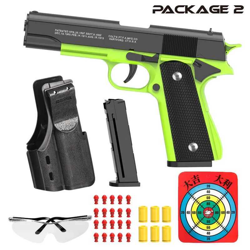 J2JI Gun Toys 2024. Automatic Colt 1911 Shell Heeger Pistol Pistol Toy Guns.G17 Pistol Armas Children CS Shoot Gun Toy 240417