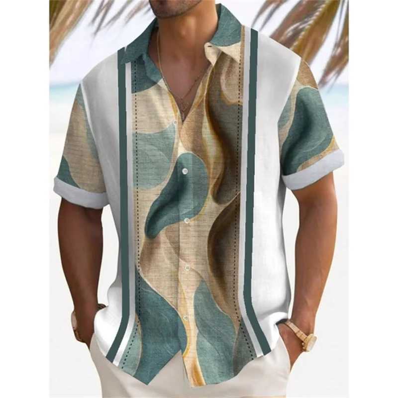 Camisas casuais masculinas venderam mensagens 3d abstrato listras de alta qualidade Sweethirs havaianas de grandes dimensões de grandes dimensões 240416