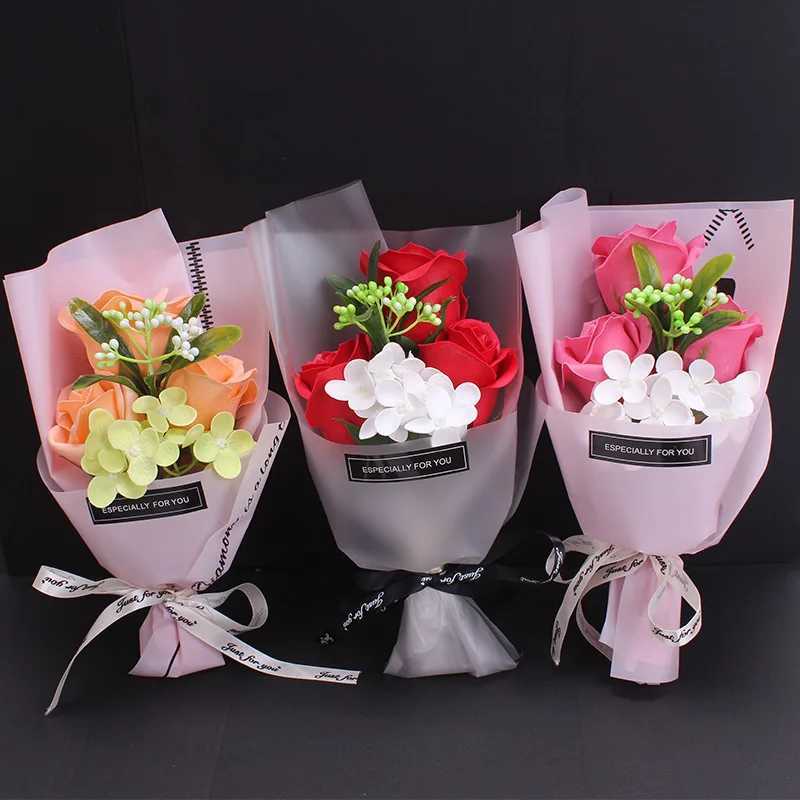 الصابون المصنوع يدويًا /box soap flower alternal rose valentines day gifts priticاح عيد ميلاد إبداعي هدية صابون مصنوعة يدويًا مع PVC Box 240416