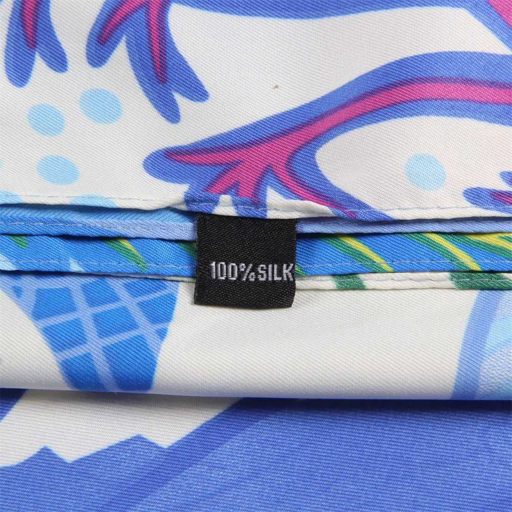 Shawls POBING Silk Scarf Womens Big Shawl Ocean World Printed Stone Square Bandana Luxury Kerchief Headband Womens Fountain 130CML2404