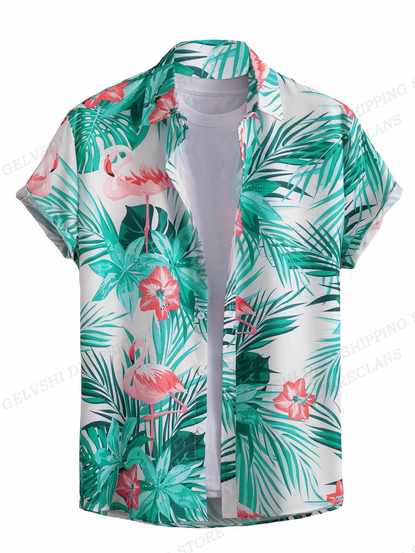 Men's Casual Shirts Floral Mens Fashion Hawaiian Camp Vocation Beach Blouse Cuba Lapel Shirt Turn-down Aloha Clothing 24416