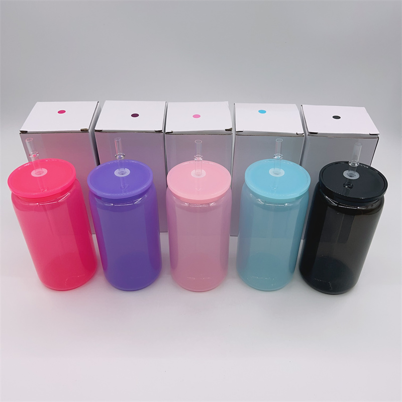 Jelly cor 16oz de plástico lata cops unbreakablea acrílico copo reutilizável bpa bpa grátis xícara de copo bebendo canecas de bebidas frias com tampas