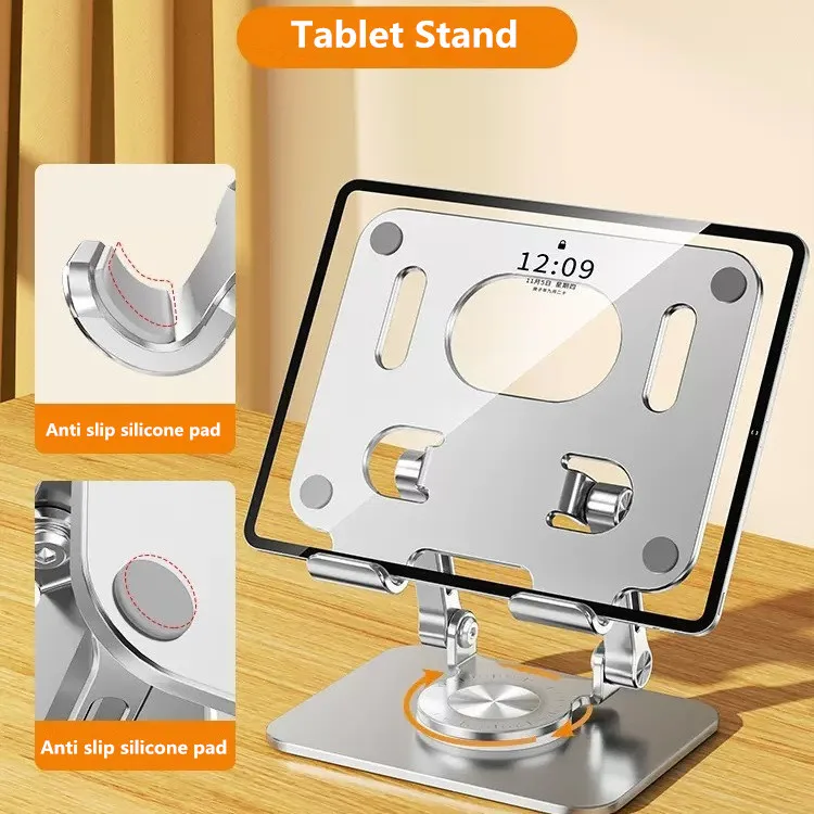 Rotable Tablet Stands for Notebook Laptop iPad Accessories Foldable Mobile Phone Holder Adjustable Height Portable Monitor Bracket Alloy Desk Cellphone Rack