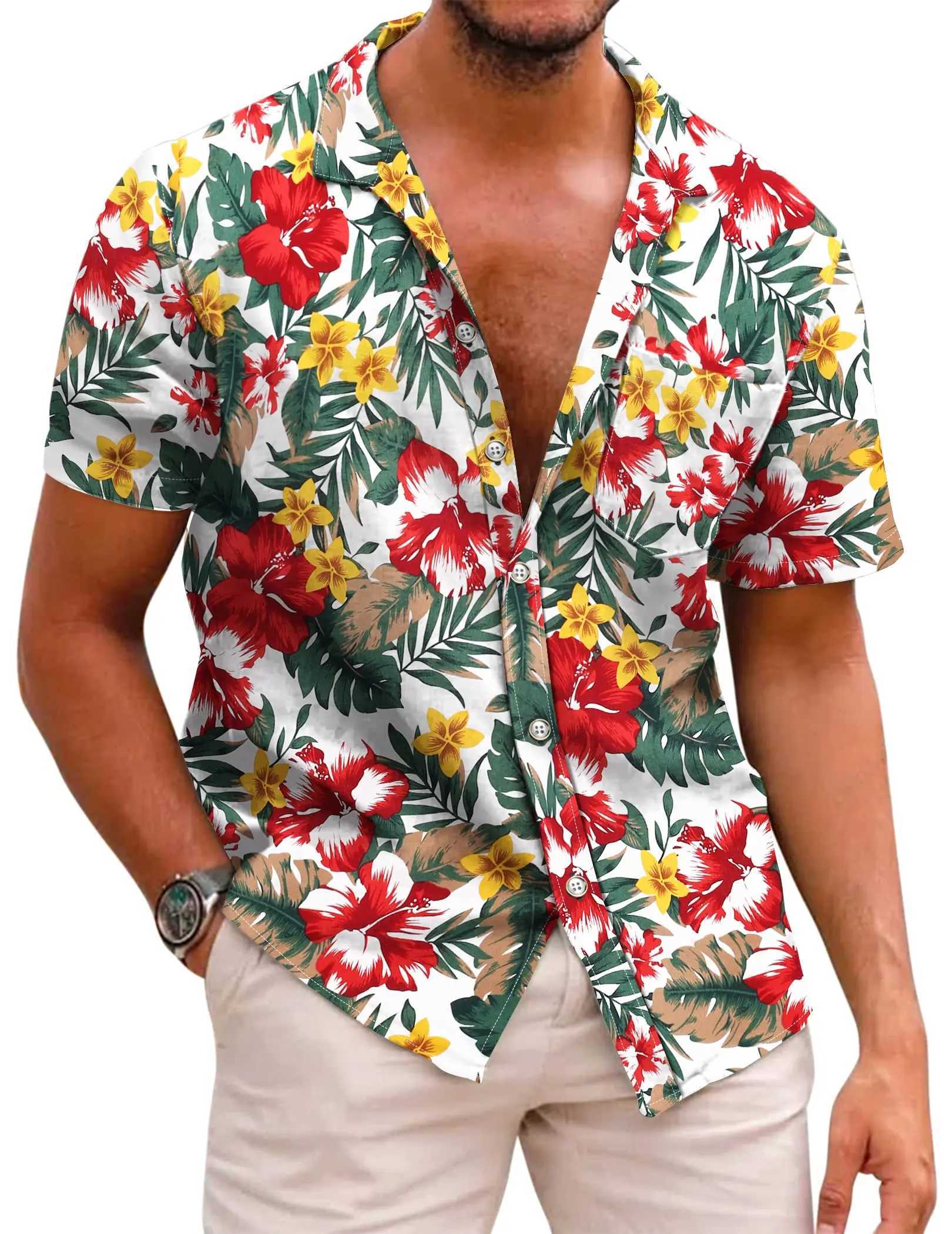 Erkekler Sıradan Gömlek Hawaii Moda Erkek Çiçek Erkekler 3D Baskı Y2K Plajı Kısa Kollu Camisa Yaz Bluz Vintage Giysileri Adam Giysileri 24416