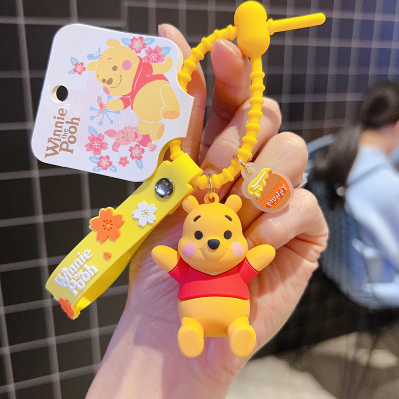 Cartoon Personalized Authentic Little Bear Doll Keychain Circle Creative Doll Machine Stationery Shop Small Gifts Car Pendant