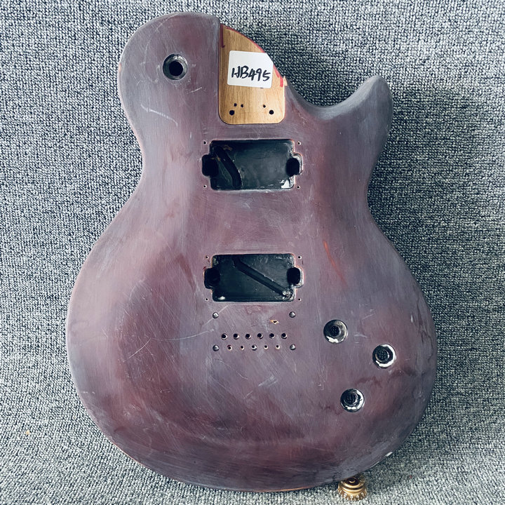 Şarap Kırmızı Renkli LP Gitar Gövde 2 Humbucker Pikap ile Masif Ahşap Vücut Yüzey hasarları ve çatlaklar DIY değiştirme için vücuttan bitmemiş ip