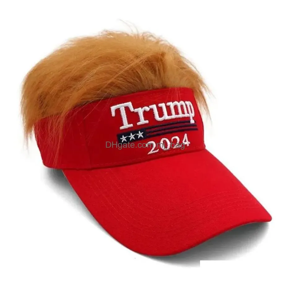 Party Hats Trump 2024 Hats With Hair Baseball Caps Supporter Rally Parade Cotton C92 Home Garden Festive Party Supplies Dh6Fm