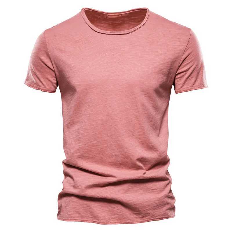 Mäns casual skjortor högkvalitativ solid färg t shirt män o-hals topp tees sommar ny klassiker 100% bomull t-shirt för män 24416