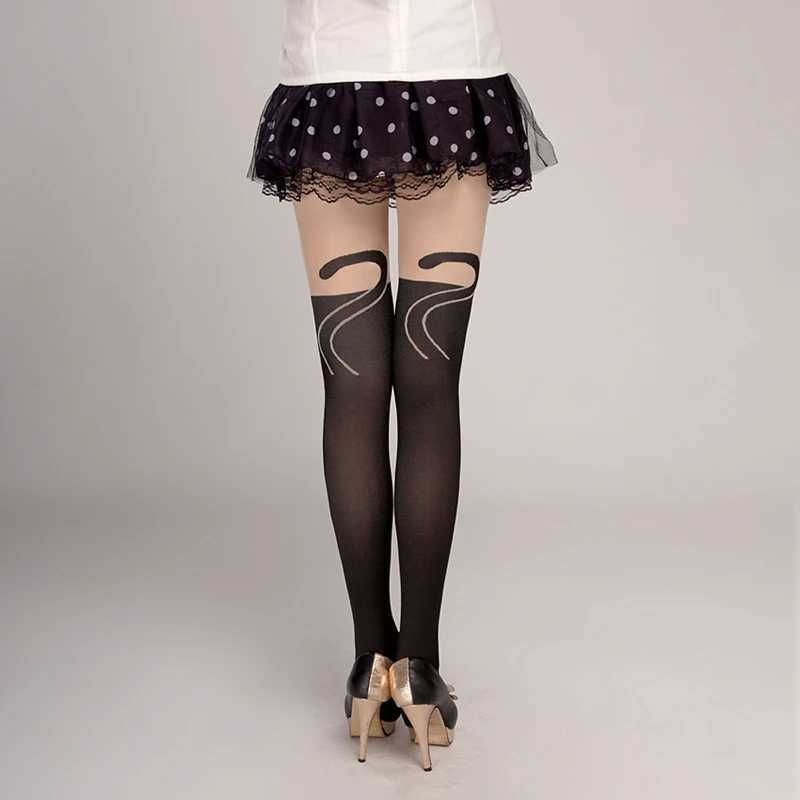 Sexy Socks 2024 New Japan Fashion Cute Cat Design Legwear Ladies Girls Meow Silk Pantyhose Nylon Lovely Kitty Tights Leggings For Women 240416