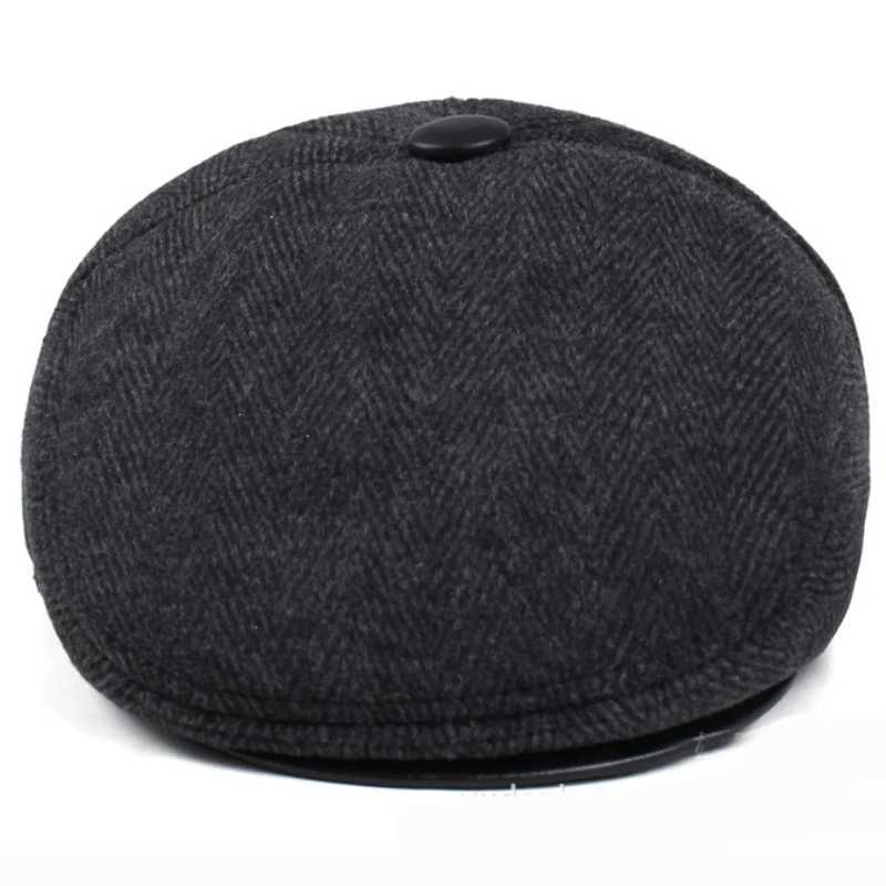 Boinas HT1852 Men Cap Hat Hat Classic Autumn Winter Hat vintage Boina plana Boneira A quente Ivy Newsboy Cap casual earflap Dad Hat Beets For Men D240417