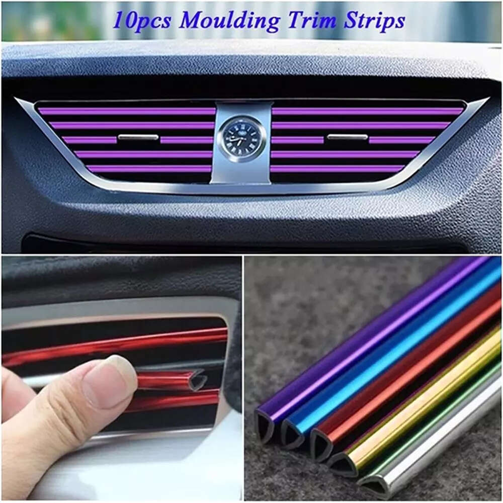 New Universal 20cm Air Conditioner Outlet Decorative Strip U Shape Moulding Trim Strips Decor Car Styling Accessories