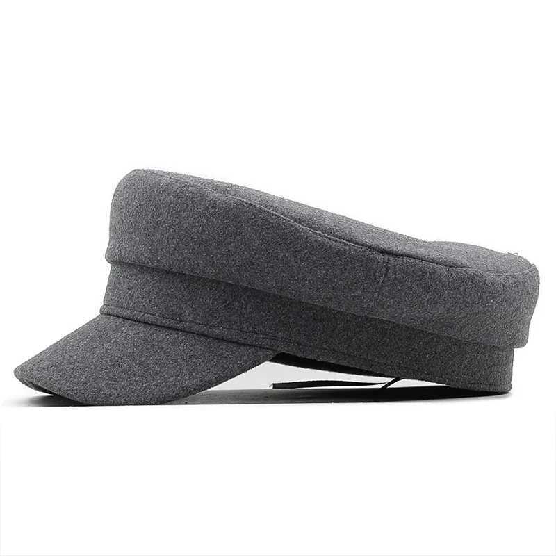 Beretten klassieke zwarte hoogwaardige militaire hoed voor vrouwen lente herfst winterhoeden vilt cap winter dames zwarte hoed wollen baret cap d24417