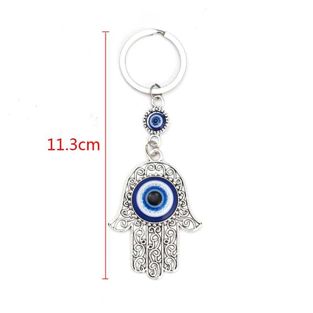 Chaços de chaves da sorte Fatima Hamsa Hand Keychain Turkish Mal Eye Key Chain Bag Caryyring For Mull Men Llavero Porte CL D240417