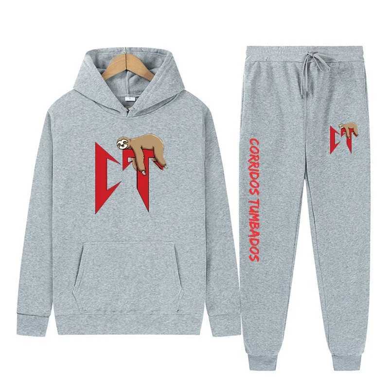 Women's Hoodies Sweatshirts Corridos Tumbados Hoodies + Pants Set Men Fashion Casual Sweatshirts Sprotpant Women Harajuku Hooded Pullover Sportwear Suit 240413