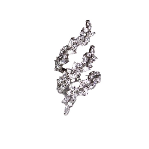 Foglie fatte a mano anello di dito diamanti da laboratorio 925 sterling in argento da nubbia anelli le donne da nightclub nuziale