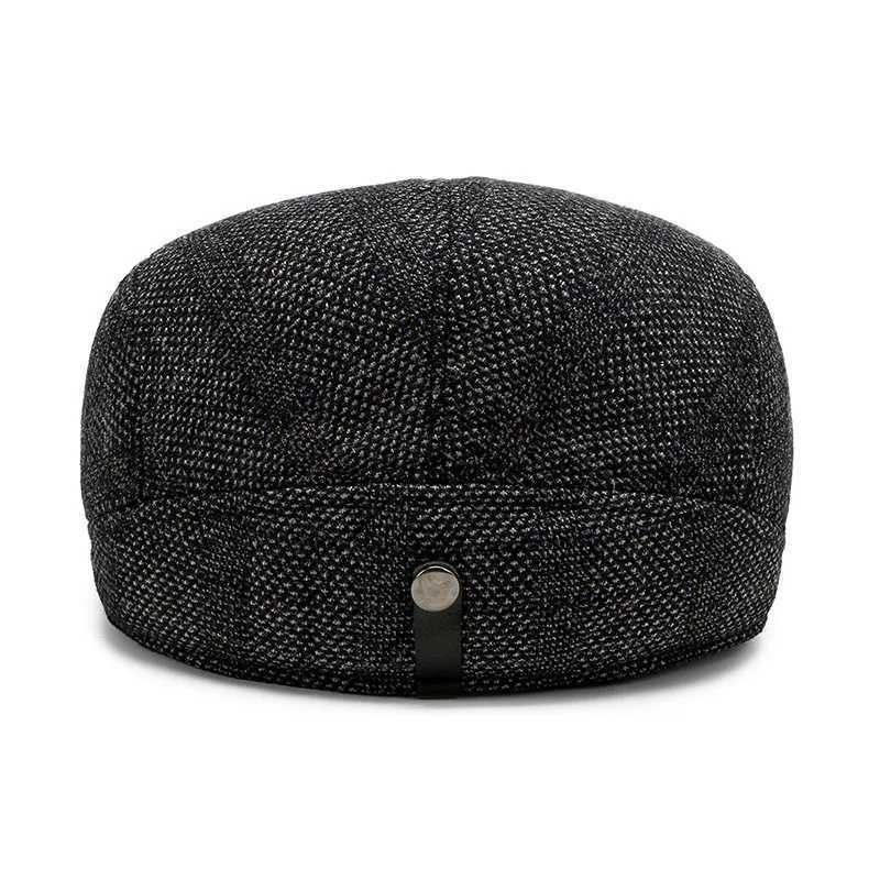 Berets Herbst und Winter Herren Baskenmütze warme Schutzhaar -Tweed -Kappe Sonnenschutzwatte Kappe Oktagonale Mütze Old Man Forward Cap Maler Cap D24417