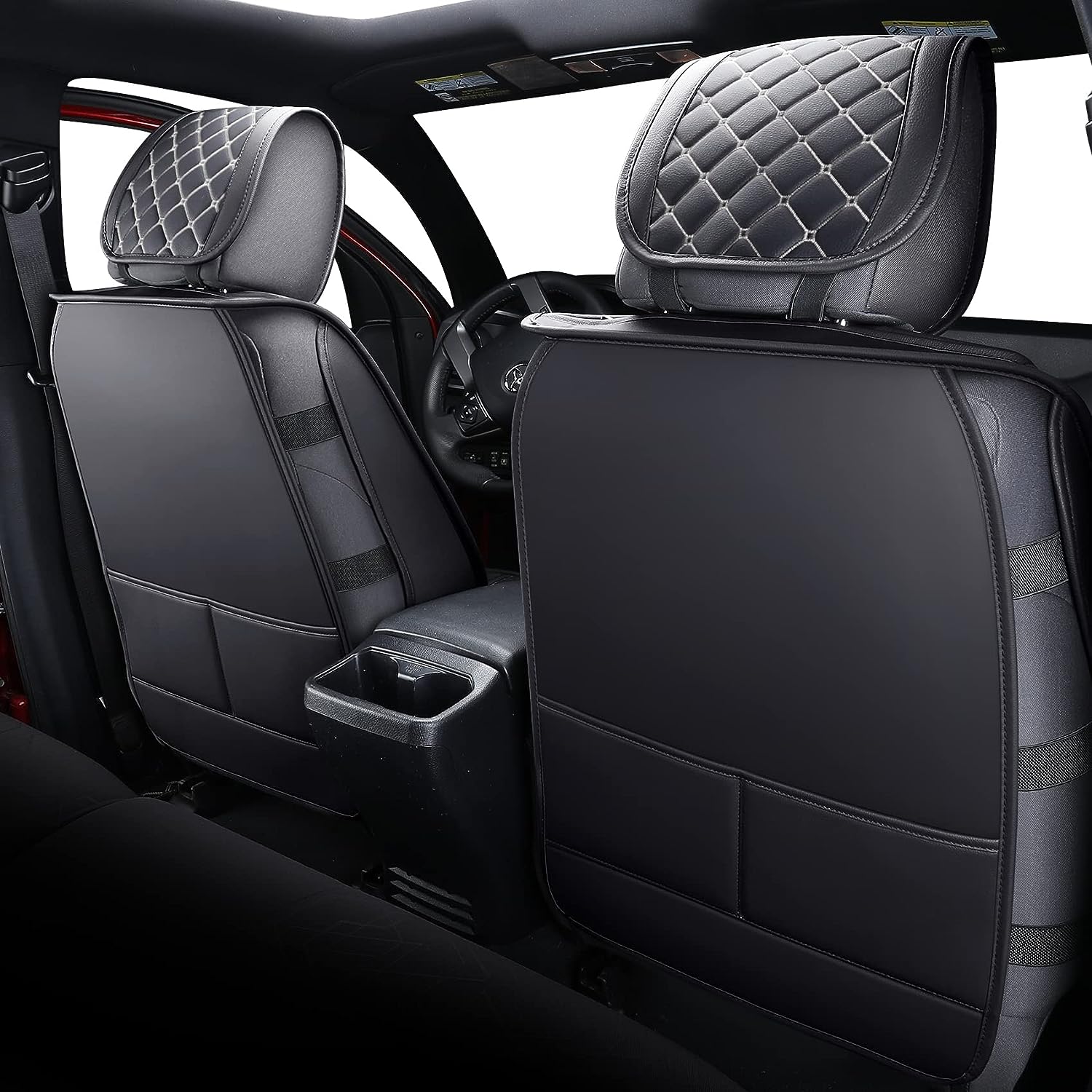 Couvertures de siège Ensemble complet en cuir étanche durable pour la camionnette ajusté pour Nissan Titan 2017-2024 Diamond Pattern