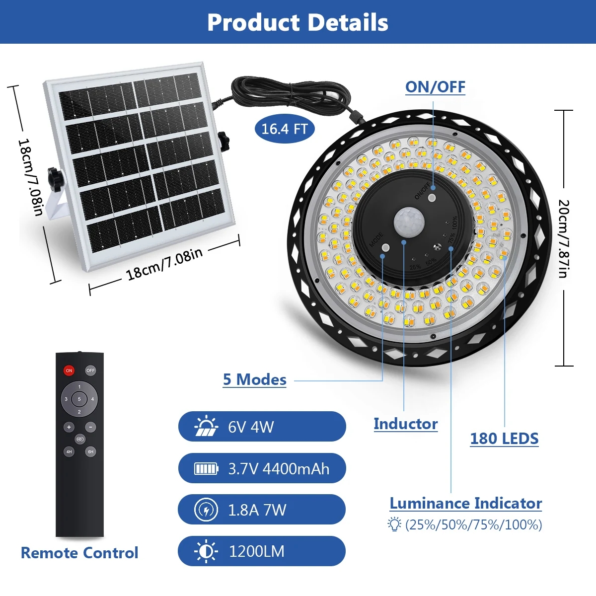 Solarväggljus 180LED Single Double Heads 3 färger Lätt varm/neutral/kall vit vattentät hänglampa