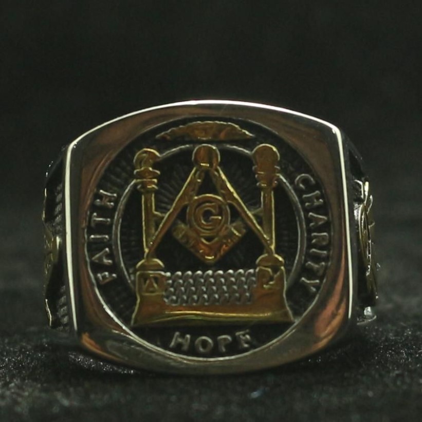 Edelstahl Cool Hope Masons Ring Est Cluster Ringe258c