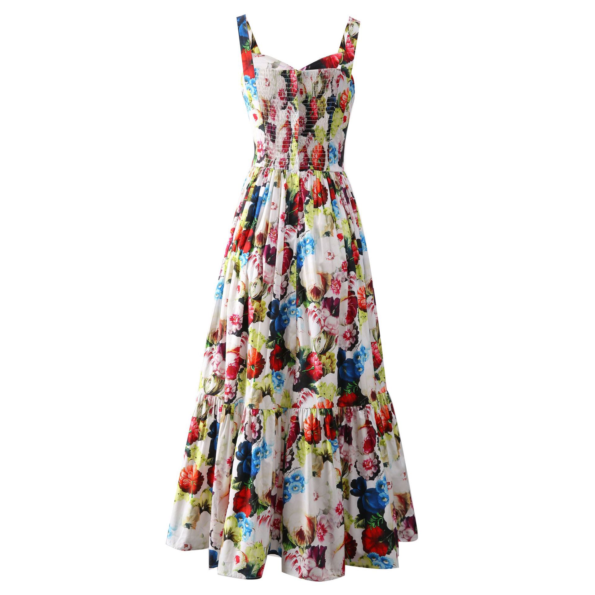 100% bawełniane kwiatowe sukienki dla kobiet Summer Projektant pasa staghetti sukienka wakacyjna plaża długa impreza sestidos seksowna szata bez pleców