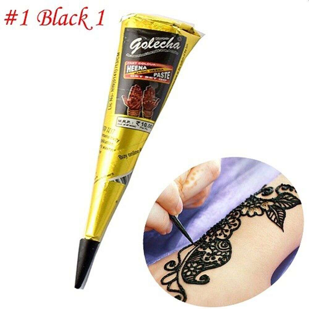 Cones de henna vermelha brancos e pretos de casta preta de henna indiana para tatuagem temporária adesiva de tinta corporal cone de creme de creme de creme