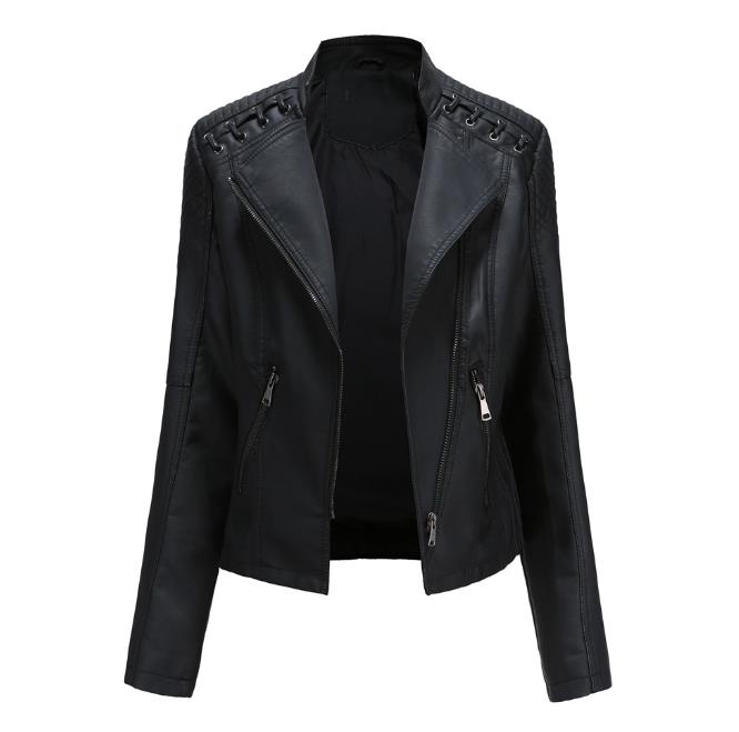 Women's Faux Leather Coats Spring and Autumn Jackets Slim Fit Thin Motorcycle Suit Short student jacket s----4xl