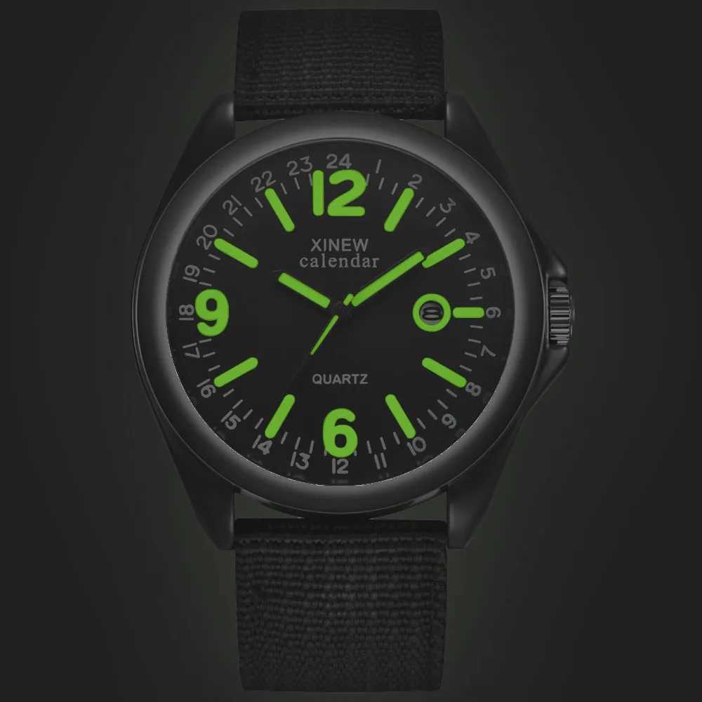 Zegarek na rękę płócienne Pasek Męskie Męskie Męskie Outdorek Sport Analog kwarcowy zegarek zegarek ze stali nierdzewnej Automatyczna mechanika Waterproof Waterproof D240417