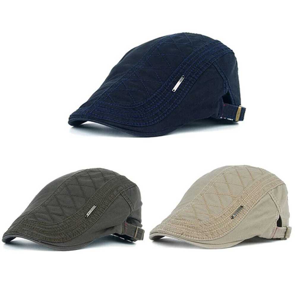 Beretti da uomo retrò beretto cotone piatto Ivy Newsboy Cappello Herringhbone Duckbill Beanie Beanie Gatsby Gatsby che guida Cabbie Cap Casquette Outdoor D24417