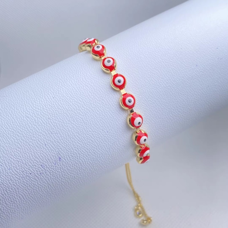 Gioielli estivi 24k oro colorato buona fortuna rossa blu occhio malvagio catena bracciali occhi regolabili