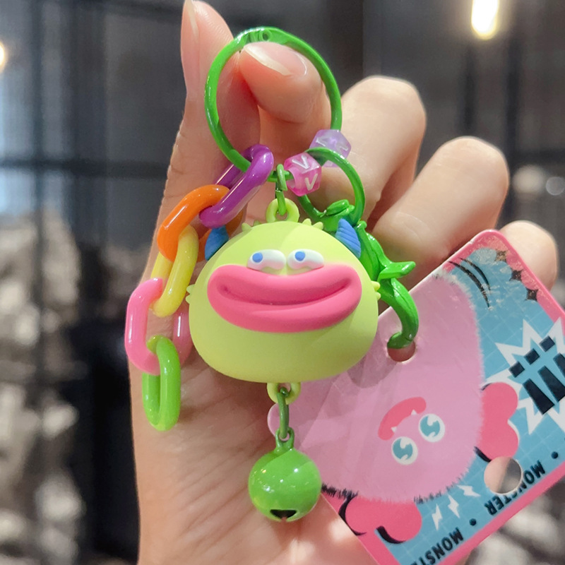 Cartoon genuine peripheral game Dudu Mouth Sharp Horn Monster Doll Keychain Cute Schoolbag Personalized Keychain Ring