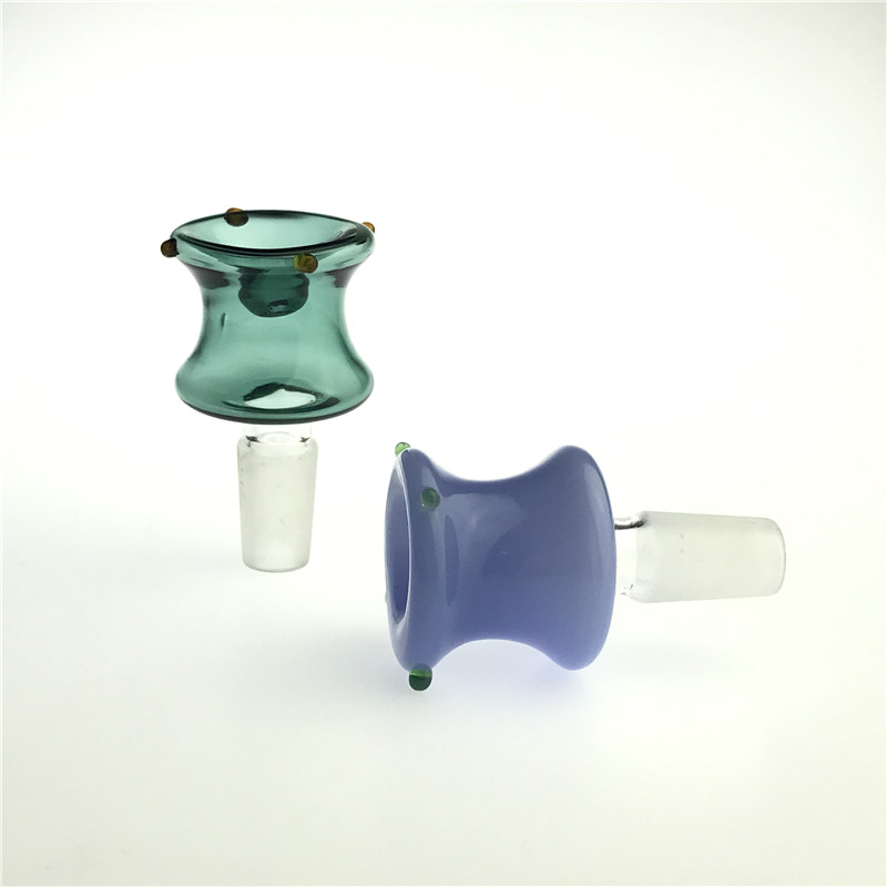 Ciotola di bong di vetro con 14 mm in stile vaso maschile denso pyrex colorato fiore verde blu fumatore a tubo di vetro di vetro