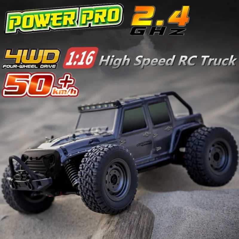 Diecast Model Cars Top 16103 RC CAR 2.4G Speed ​​Racer med LED 4WD 390 Motor Drift Remote Control Off Road Multicolor Truck Toys for Adults and Kids J240417