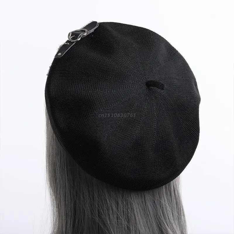 Beretti dolci beret punk beret lolita cappello carino ragazza giapponese fibbia bernice hat kawaii preppy stile beret d24417