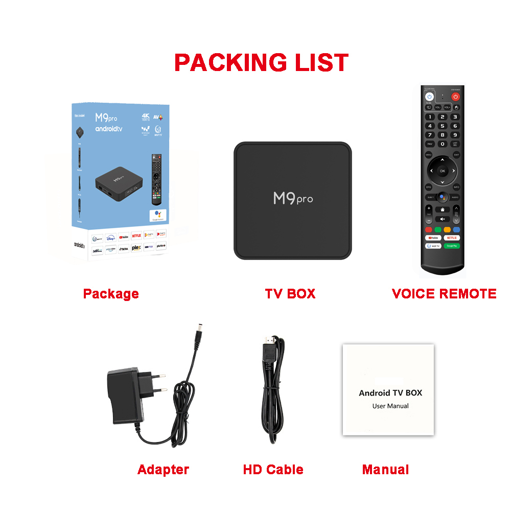 NOWOŚĆ TV Box M9 Pro ATV Android 11 Amlogic S905x4 Quad Core 5G WiFi 4K 1000M 4GB 64GB Smart TV Android Box z Big BT Voice Pilot