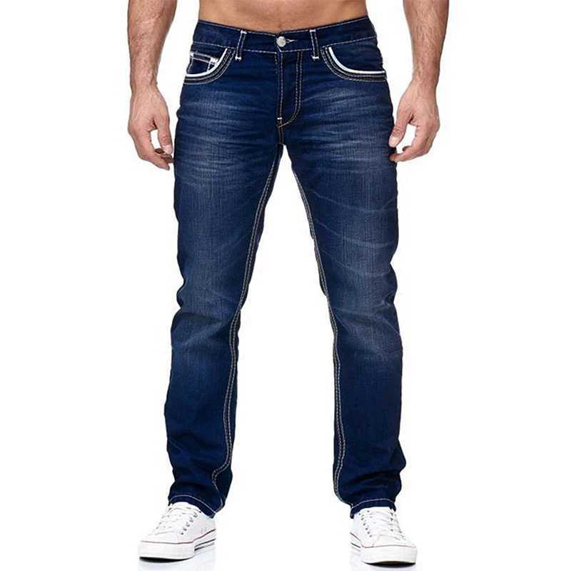 HBWA Men's Jeans Spring and Automne Washed Europe The United States Men Leisure Stretch Color Couleur de Fashion High Quality Wear D240417