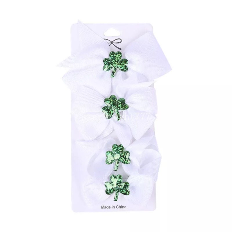 Baby Girls Barrettes Hairpins St. Patrick Day Clips de cheveux Bowkknot Barrette Irish Festival épingles à cheveux floraux avec Clip de dents en métal Accessoires Boutique