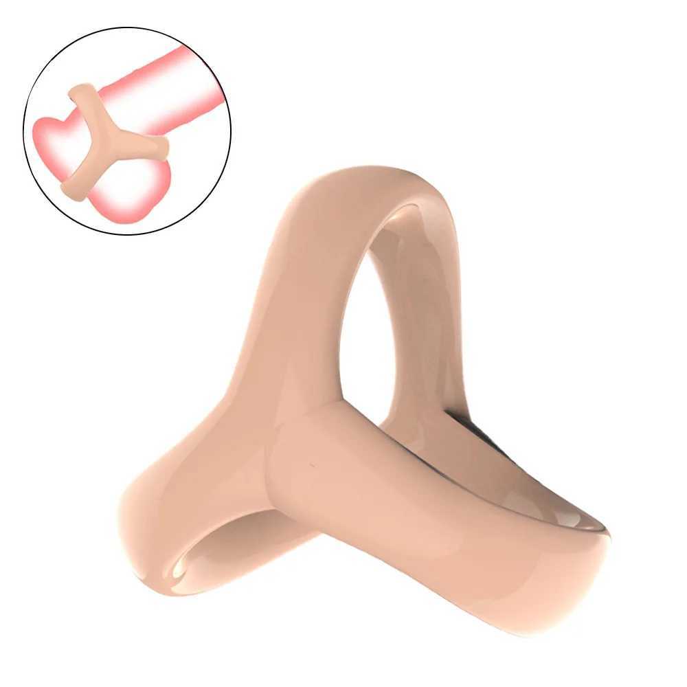 Cockrings Reusable silicone penis ring 3-in-1 ultra soft stretching rooster ring penis enlargement delayed implantable toyL2403L2404
